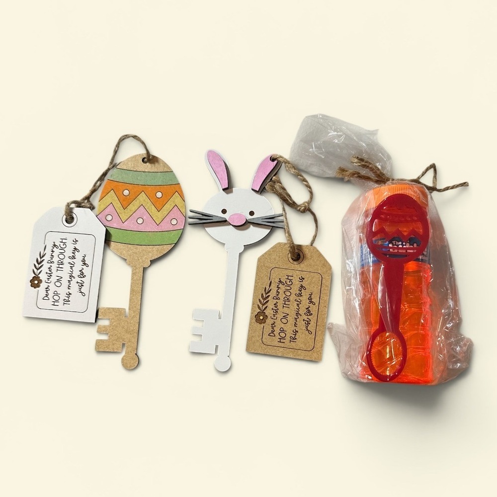 Easter Bunny & Egg Magic Key Sets and‎ Bubble Gift Set Holiday Laser Cut Kids
